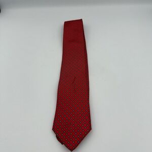 YSL Yves Saint Laurent Silk‎ Red Burgundy Diamond/Geometric Motif Necktie